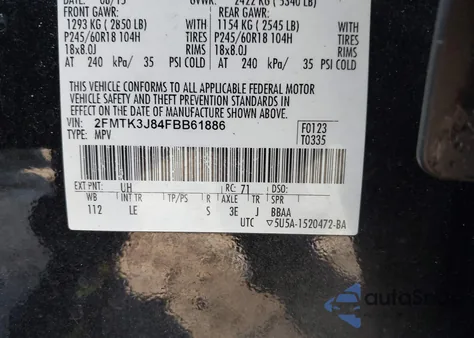 2015 Ford Edge Sel from USA, damaged, VIN 2FMTK3J84FBB61886